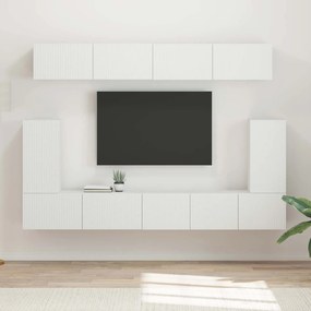vidaXL Σετ επίπλου τηλεόρασης Επιτοίχιο 5 pcs Λευκό Επεξεργασμένο ξύλο