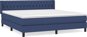 vidaXL Κρεβάτι Boxspring με Στρώμα Μπλε 180x200 εκ. Υφασμάτινο
