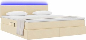 vidaXL LED Κρεβάτι αποθήκευσης με στρώμα Κρέμ 180 x 200 cm Ύφασμα