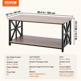 VEVOR 40&quot; Farmhouse Coffee Table Rectangle Table with Open Storage Compartment