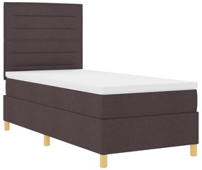 vidaXL Κρεβάτι με Στρώμα Σκούρο Καφέ 80x200 cm Ύφασμα