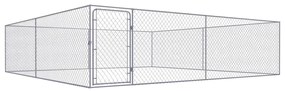 Κλουβί Σκύλου Εξωτερικού Χώρου 4 x 4 x 1 μ. Γαλβανισμένο Ατσάλι - Ασήμι