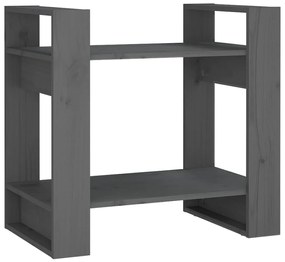 vidaXL Βιβλιοθήκη/Διαχωριστικό Χώρου Γκρι 60x35x57 εκ. Μασίφ Πεύκο
