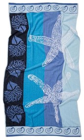 Πετσέτα Θαλάσσης Βελουτέ 243 Blue Viopros Beach 100% Cotton