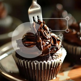 Intra Συλλεκτικό Ξύλινο Παζλ Plywood  4mm - Λαχταριστό Cupcake σοκολάτας με σάλτσα σοκολάτας Σε Ξύλινο Κουτί - Διαστάσεις: 10x10 cm – 25 κομμάτια