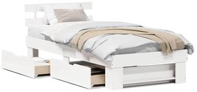 vidaXL Σκελετός Κρεβατιού Λευκό 90 x 200 cm Μασίφ ξύλο πεύκου