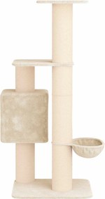 vidaXL Δέντρο γάτας με στύλους ξύρας Κρεμ 137 cm