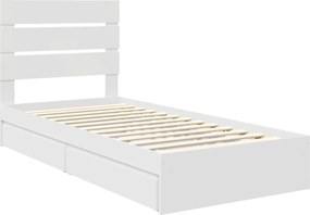 vidaXL Κρεβάτι Αποθήκης Λευκό 90 x 200 cm Επεξεργασμένο ξύλο