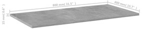 vidaXL Ράφια Βιβλιοθήκης 4 τεμ. Γκρι Σκυροδ. 80x40x1,5 εκ. Επεξ. Ξύλο