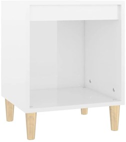 vidaXL Κομοδίνο Γυαλ. Λευκό 40 x 35 x 50 εκ. από Επεξεργασμένο Ξύλο