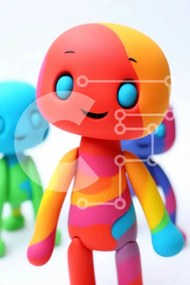 Intra Συλλεκτικό Ξύλινο Παζλ Plywood  4mm - Ομάδα πολύχρωμων ρομπότ παιχνιδιών Σε Ξύλινο Κουτί - Διαστάσεις: 10x10 cm – 25 κομμάτια