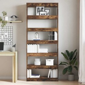 vidaXL Βιβλιοθήκη Καπνιστή δρυς 80 x 30 x 198 εκ Επεξεργασμένο ξύλο
