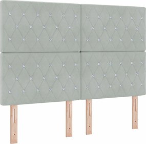 vidaXL LED κεφαλάρι με LED ταινίες φωτός Ανοιχτό γκρι 160 cm Βελούδο