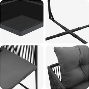 vidaXL Σέτ φαγητού για κήπο 13 pcs Μαύρο Ατσάλι