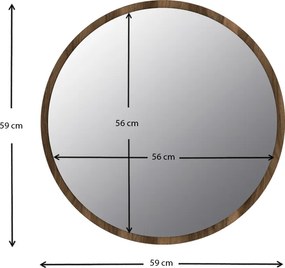 Καθρέπτης τοίχου Glob Μegapap χρώμα καρυδί 59x2x59εκ.