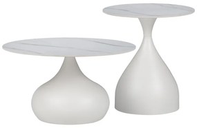Intrahome Βοηθητικά τραπέζια Kirkene intrahome sintered stone σε απόχρωση λευκό μαρμάρου με λευκό μέταλλο 2τεμ | SKU: INTRAPA-130111420