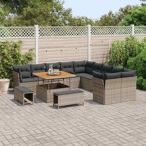 vidaXL Σετ Καναπέ Κήπου 13 pcs Γκρι συνθετικό ρατάν