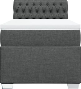 vidaXL Κρεβάτι Boxspring με Στρώμα Σκούρο Γκρι 100x200 εκ. Υφασμάτινο