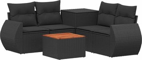 vidaXL Σετ Καναπέ 6 τμχ. Μαύρο 55 x 55 x 37 εκ Πολυ-ρακί και Χάλυβας