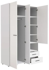 Ντουλάπα Leon με Καθρέφτη 3K2FO Λευκό 127.5x55x205.5 εκ. 127.5x55x205.5 εκ.