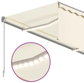 vidaXL Τέντα Αυτόματη με Σκίαστρο/LED/Αισθ. Ανέμου Κρεμ 4,5 x 3 μ.