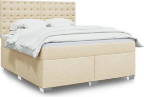 vidaXL Κρεβάτι Boxspring με Στρώμα Κρεμ 180x200 εκ. Υφασμάτινο