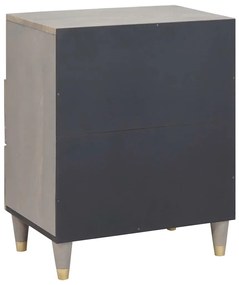 vidaXL Κομοδίνο με συρτάρι Γκρι 50 x 33 x 62 εκ. Μασίφ ξύλο μάνγκο