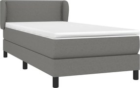 vidaXL Κρεβάτι Boxspring με Στρώμα Σκούρο Γκρι 90x200 εκ. Υφασμάτινο