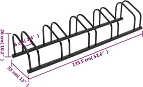 vidaXL Μπάρα Ποδηλάτων για 5 Ποδήλατα Μαύρη από Ατσάλι