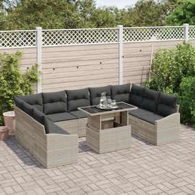 vidaXL Σετ Καναπέ Κήπου 10 pcs Μπεζ, Σκούρο Γκρι 100 x 55 x 73 εκ