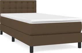 vidaXL Κρεβάτι Boxspring με Στρώμα Σκούρο Καφέ 100x200 εκ. Υφασμάτινο