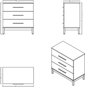 Συρταριέρα Ξύλο / Λευκό Δρυς DEPIE 90x48x91.75