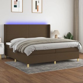 ΚΡΕΒΑΤΙ BOXSPRING ΜΕ ΣΤΡΩΜΑ &amp; LED ΣΚ.ΚΑΦΕ 200X200ΕΚ. ΥΦΑΣΜΑΤΙΝΟ 3138744