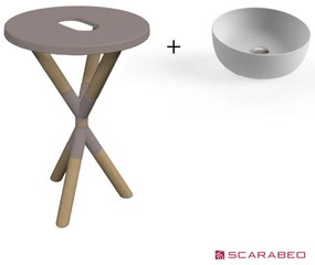 Scarabeo Cross 2501F0-9852 Sand (Μπεζ Ματ) Πάγκος Με Νιπτήρα Glam Pearl Ø33εκ.