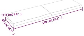 Επιφάνεια Τραπεζιού Σκούρο Καφέ 140x40x(2-4)εκ Επεξ. Μασίφ Δρυς - Καφέ