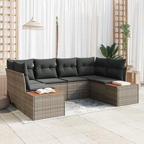vidaXL Σετ Καναπέ Κήπου 6 τεμαχίων με Μαξιλάρια Γκρι Πολυ Ρατάν