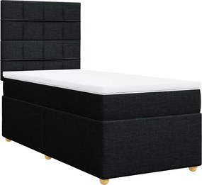vidaXL Κρεβάτι Boxspring με Στρώμα Μαύρο 80 x 200 εκ. Υφασμάτινο