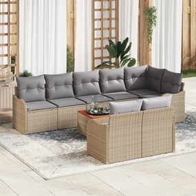 vidaXL Σετ Καναπέ Κήπου 9 pcs Beige, λευκό Μεσαίος-Μεγάλος