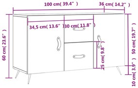 Μπουφές Καφέ Δρυς 100 x 36 x 60 εκ. Επεξεργασμένο Ξύλο - Καφέ