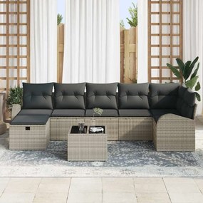 vidaXL Σετ Κήπου 8 Τεμαχίων με Μαξιλάρια Ανοιχτό Γκρι από Πολυ-Ράττον