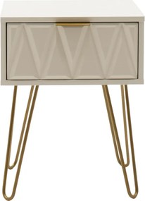 Κομοδίνο Isla pakoworld χρώμα λευκό painting-χρυσό 42x35x55εκ