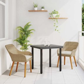 vidaXL Σετ τραπεζαρίας κήπου  3 τεμάχια Μπεζ Πολυ Ράτταν