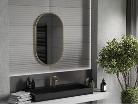Mexen Loft Οβάλ καθρέφτης μπάνιου 85 x 50 cm, πλαίσιο σε βουρτσισμένο χρυσό