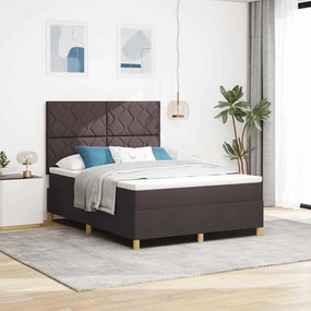 vidaXL Κρεβάτι με Ελατήρια και Στρώμα Καφέ 140x190 cm Ύφασμα