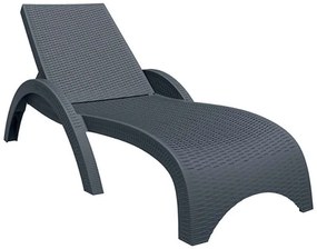 Ξαπλώστρα πολυπροπυλενίου Wicker με μπράτσα Fiji Ανθρακί