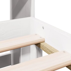 Κρεβάτι Βιβλιοθήκη Χωρίς Στρώμα 120x190 εκ Μασίφ Ξύλο Πεύκου - Λευκό