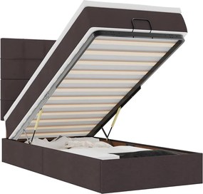 vidaXL Οθωμανικό κρεβάτι με στρώμα σκούρο καφέ 100x200cm ύφασμα