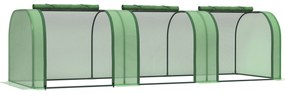 Outsunny Θερμοκήπιο από φιλμ, τρεις πόρτες που τυλίγονται, ανθεκτικό κάλυμμα, ατσάλινο πλαίσιο, πράσινο, 2,95 x 1 x 0,8 m