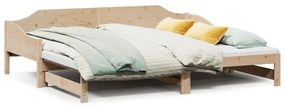 Καναπές Κρεβάτι Συρόμενος 90 x 200 εκ. Μασίφ Ξύλο Πεύκου - Καφέ