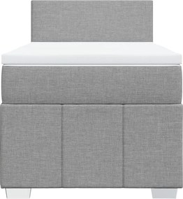 vidaXL Κρεβάτι Boxspring με Στρώμα Ανοιχτό Γκρι 100x200 εκ. Υφασμάτινο